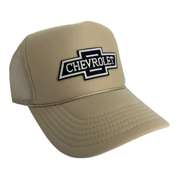 NEW VINTAGE STYLE CHEVROLET TRUCKS LOGO TAN CREAM TRUCKER HAT ADULT TRENDY - Picture 1 of 3